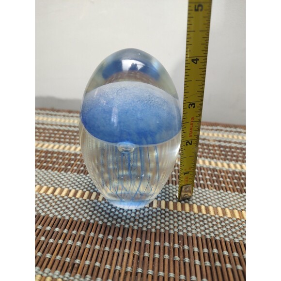 Blue Jelly Fish Art Glass Sculpture Paper Weight 4 Inches - Picture 12 of 13